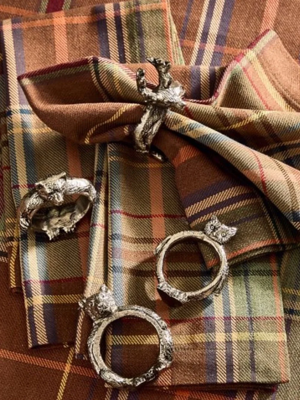 Pottery Barn Silver Animal Napkin Rings (Set of 4)